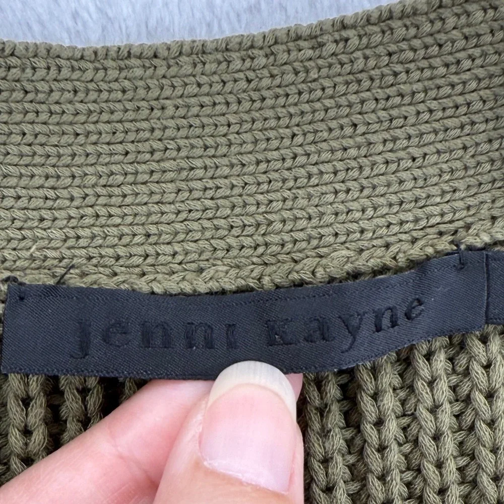 Jenni Kayne NWOT Womens Olive Green Organic Cotton Blend Knit Cardigan Sweater S